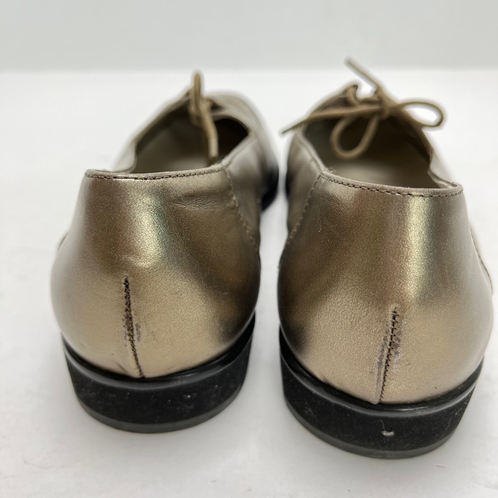 TROTTERS Metallic Gold Genuine Leather Flats Loafers Round Toe Classic Shoes 7 - Picture 2 of 16